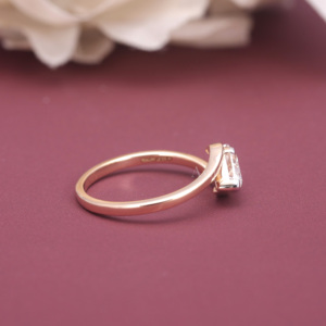Bague de fiançailles solitaire en diamant de laboratoire taille marquise certifié IGI, or blanc/rose et or jaune 9 carats, pour femme - Product Image 3