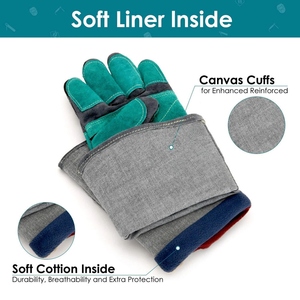 Nouvelles gants de soudure en cuir de vachette pleine fleur, résistants, pour travaux lourds, protection, lutte contre les incendies, barbecue, durables - Product Image 5