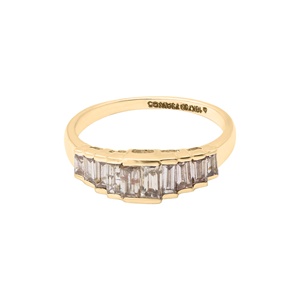 แหวนแต่งงานทองคำขาว 18K ประดับเพชรธรรมชาติสีน้ำตาลทรงบาแกตต์ ขายส่ง เครื่องประดับผู้หญิงคุณภาพสูง Memoria Jewels - Product Image 2