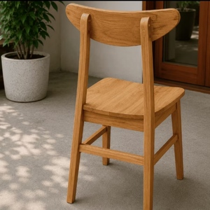Chaise de salle à manger moderne en teck massif, design scandinave, pieds coniques, revêtement en cuir PU durable et confortable, stable - Product Image 3