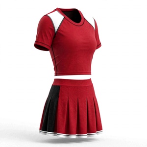 Women's Custom Color Cheer Uniform Set <b>Short</b> Sleeve Top <b>Pleated</b> <b>Skirt</b> Breathable Polyester Adult Sportswear - Product Image 3