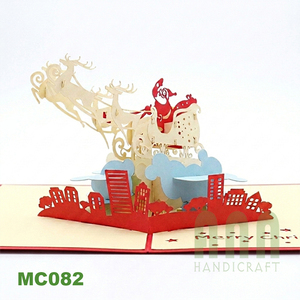 Best Selling Custom 3D Laser Cut Handmade Santa Sky Design <b>Paper</b> Greeting Cards Souvenir Merry Christmas Birthdays Weddings UV - Product Image 5