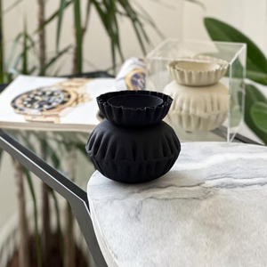 Arabic Metal Incense Burner With Black Powder Coating Finish Pleated Design, Round Shape Ideal For Aroma <b>Diffusion</b>, Meditation - Product Image 2
