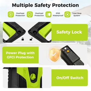 Nettoyeur Haute Pression Électrique 2300 PSI Vert Noir 1900W Haute Puissance avec 4 Buses à Connexion Rapide et Bouteille à Savon pour Nettoyage Intensif - Product Image 4