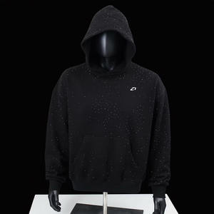 Sudaderas con Capucha de Felpa de Algodón con Pedrería Negra en Toda la Superficie para Hombre, Estilo Urbano Minimalista, Fabricación Personalizada al por Mayor - Product Image 4