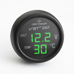 Medidor de voltaje automático de 12-24V, termómetro con pantalla Digital LED, Cargador USB - Product Image 3