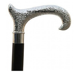 Bâton de marche de qualité supérieure, autres articles de décoration pour la maison, aluminium, bois, couleur noire, poignée polie argentée, dernier design, accessoires de randonnée - Product Image 1