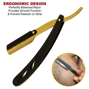 High Quality <b>Plastic</b> Straight <b>Edge</b> Men's Barber Razor Professional Factory Wholesale Custom Logo Sharp Stainless Steel Blade - Product Image 2