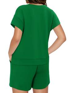 Conjuntos de Shorts de Verano para Mujer, Fabricantes Profesionales, Conjunto de Camiseta y Shorts Extra Grandes para Mujer en Cantidad al por Mayor - Product Image 2