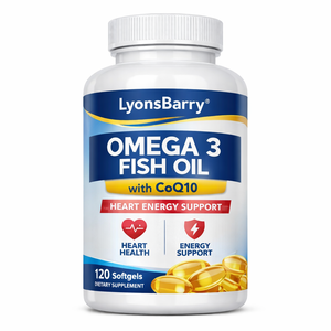 Aceite de Pescado Omega 3 con CoQ10 en Cápsulas Blandas de 500mg, Apoyo para el Corazón y la Energía, Sin Gluten, LyonsBarry, Fabricante OEM GMP - Product Image 1