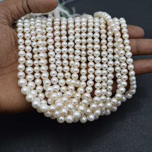 Cuentas de Perlas de Agua Dulce Naturales de Color Blanco de 5 mm y 8 mm, Hebras de Perlas Cultivadas Redondas, Cuentas Lisas, Joyería Fina, Venta al por Mayor - Product Image 2