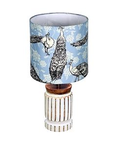 Vintage Bohemian <b>Bird</b> Shape Peacock Table <b>Lamp</b> Fabric Shade Tabletop Bedside Nightstand Home Decor - Product Image 2