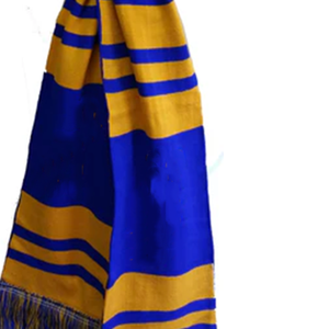 ชุดหมวกบีนนี่และผ้าพันคอสีน้ำเงินรอยัลลายทางทอง พรีเมียม สำหรับแฟนกีฬาชมรมหญิงชาวกรีก ชุดกันหนาวสำหรับโรงเรียนและมหาวิทยาลัย - Product Image 5