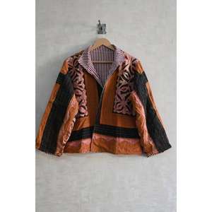 Chaqueta Varsity Hecha a Mano en India, de Algodón con Bordado Floral, Ecológica, Transpirable, Estilo Boho, Larga, para Invierno - Product Image 4