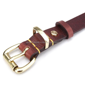 Collier de chien en cuir brun double pli de qualité supérieure design classique cousu main durable collier de chien en cuir véritable accessoires en laiton - Product Image 6