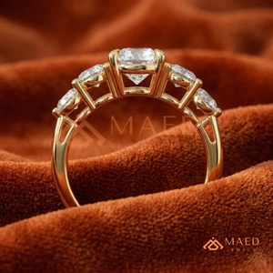 <b>Custom</b> 14K 18K Real Gold Five Stone Diamond <b>Ring</b> Lab Grown Round Cut Wedding <b>Ring</b> for Women Luxury Bridal Jewellery - Product Image 3