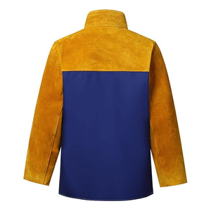 Veste de travail en cuir de vachette hybride et coton, résistante à l'abrasion et à la chaleur, pour soudeurs - Product Image 2