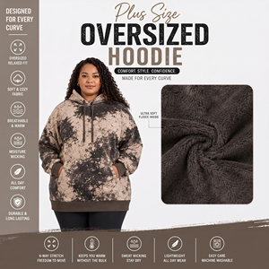 Sudadera con capucha estampada de talla grande para mujer, estilo tie-dye, de manga larga, tipo jersey, para invierno, con forro polar - Product Image 2