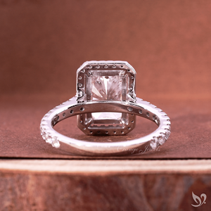 3 Carat Radiant Cut Halo Lab Diamond <b>Ring</b> <b>Large</b> Statement Engagement Jewelry Pave Band IGI Certified 10K White Gold <b>Ring</b> - Product Image 3