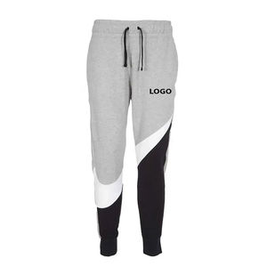 Pantalon de sport décontracté pour homme, taille haute, color block, personnalisable, en coton mi-lourd, avec cordon de serrage réglable et élastique - Product Image 1