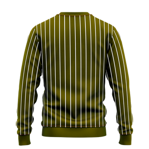 Sweat-shirt à col rond pour homme, rayé olive et blanc, avec logo personnalisé, pull à manches longues, haut d'entraînement de baseball, vêtements d'hiver en gros - Product Image 2