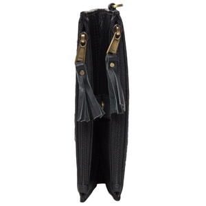 Women's Long Genuine Leather Cowhide <b>Wallet</b> With <b>Zipper</b> Closure Tassel Decoration Bohemian Style Animal Print Daily Use - Product Image 3