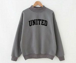 Camiseta de Cuello Alto Oversize para Mujer, de Algodón Terry Grueso, Ecológica, Transpirable, con Bordado y Hombros Caídos, de Alta Calidad y Personalizada - Product Image 3