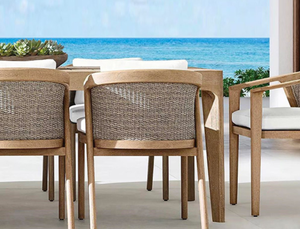 Luxury Nordic Design Outdoor Patio Furniture Solid Teak Wood Armchair Rope Woven Backrest Anti-corrosion <b>Waterproof</b> Garden - Product Image 3