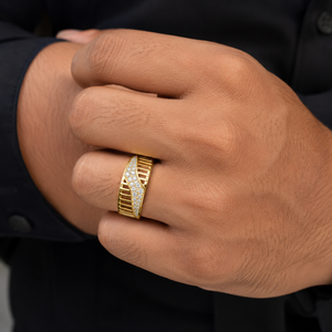 Round Cut Lab Grown <b>Diamond</b> Band 14K 18K Yellow Gold DEF VVS Diagonal Openwork <b>Diamond</b> <b>Ring</b> Wholesale fine Jewelry Manufacturer - Product Image 2