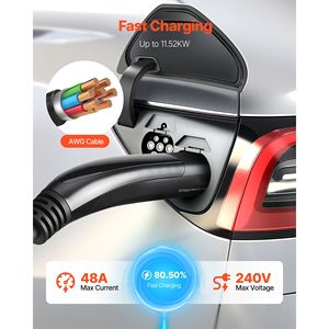 Cavo di Prolunga per Caricatore EV Tesla 48Amp 21 ft Max 240V 11.52 kW con Spina NACS, Usato, 16A Livello 1/2 per Tesla Mobile - Product Image 5