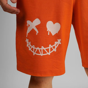 Shorts en coton orange pour hommes avec imprimé, taille élastique, vêtements décontractés, shorts en tissu respirant pour garçons - Product Image 6
