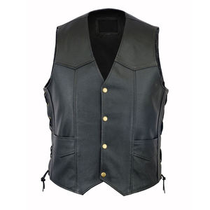 Gilet de moto sans manches en cuir véritable personnalisé pour homme, homologué CE, imperméable, respirant, protection pour la conduite 2026 - Product Image 1