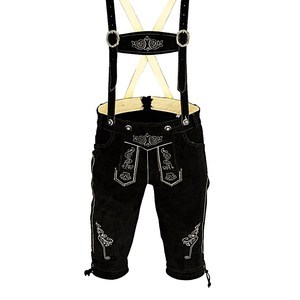 Lederhosen bavaroises noires de qualité supérieure pour hommes, en cuir véritable, pour festivals, tailles européennes 46 à 62 - Product Image 1