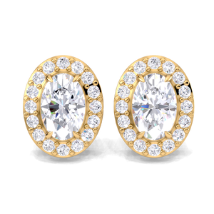 IGI Certified Lab Grown Diamond Oval Halo Stud <b>Earrings</b> 9KT <b>Gold</b> Oval Cut Halo Diamond Studs - Product Image 5