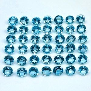 โทแพซสีฟ้าธรรมชาติ 4 มม. ทรงกลมเจียระไน โทแพซสีน้ำเงินแบบปรับขนาดได้ หินพลอยหลวม ราคาขายส่ง จำนวนมาก สำหรับทำเครื่องประดับ - Product Image 3