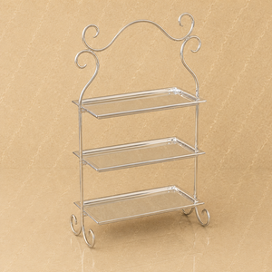 Présentoir métallique à trois niveaux de qualité supérieure avec motif décoratif en spirale, organisateur peu encombrant pour desserts, collations et décoration de table - Product Image 1