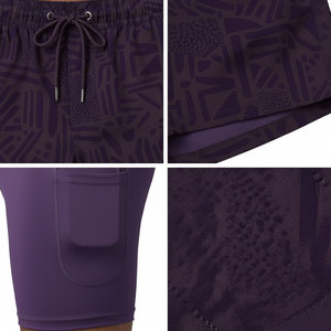 Custom <b>Mens</b> 2 in 1 Double Layer <b>Short</b> Breathable Micro Mesh Outer Layer <b>Compression</b> Tight Inner Layer Sports <b>Shorts</b> - Product Image 3