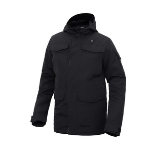 Men's Heated Hooded Puffer <b>Jacket</b> Winter Sporty <b>Thick</b> Polyester Nylon Zipper Closure Solid Color <b>Fleece</b> Lining Regular - Product Image 3