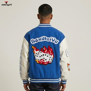 Custom Logo Breathable Custom Casual Baseball College Jacket for Men Windproof & Breathable <b>Black</b> Embroidery Winter Jacket - Product Image 6