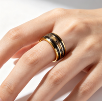 Goldener Wolframcarbid-Ring mit Galaxie-Goldblatt-Meteorit-Einlage, Polierte Kante, Komfortabler Ehering, Verlobungs- und Versprechensschmuck