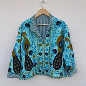 Heart Print Cotton Jacket Contrast Lapel Loose Fit Three Quarter Sleeve Casual Wear <b>All</b> Seasons Woven Fabric Casual <b>Dresses</b> - Product Image 5