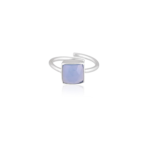 Natural Blue Chalcedony Gemstone Adjustable Ring-Stylish Wedding & Party Jewelry 925 Sterling Silver for Women - Product Image 1