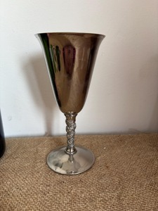 Wedding Occasion Set of 2 Factory Sale Handmade Metal Goblets Bell Shape Long Stem Wine <b>Glasses</b> - Product Image 2