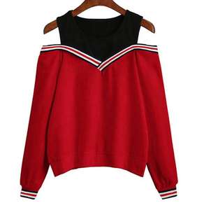 Nouveaux vêtements pour femmes élégants et tendance, couleur unie, manches longues, shorts, sweat-shirts personnalisés à col en V, sweat-shirt court pour femmes - Product Image 3