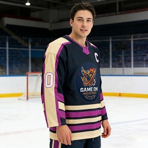 Maillot de hockey sur glace, impression par transfert thermique, équipe personnalisée, 100% polyester, écologique, imperméable, respirant, séchage rapide, unisexe - Product Image 1