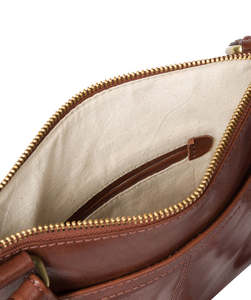 Vintage Brown Leather Crossbody Chest Bag With Front Flap Pocket Adjustable Strap Wholesale Top Quality Manufacturer Supplier - Product Image 5