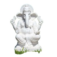 Esculturas de Ganesha en Mármol Puro Hechas a Mano, Acabado Pulido, para Mesa, Estante, Repisa, Templo, Decoración