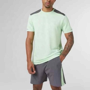 new 2025 Wholesale Multi Colors Men's 100% Cotton Slim Fit Short Sleeves Crew Neck <b>Twinset</b> T-Shirts and Shorts Set - Product Image 2