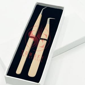 Pinzas para pestañas desnudas de volumen de 90 grados con logotipo personalizado gratis Pinzas para pestañas de Punta rápida de acero inoxidable Etiqueta privada de alta calidad - Product Image 4