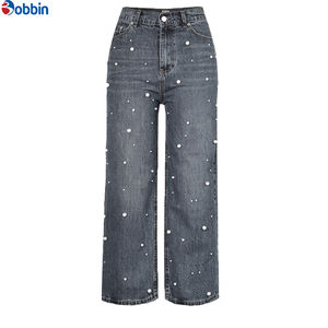 Pantalones Vaqueros Casuales de Verano para Mujer, Talla Grande, Cintura Alta, Rectos, con Cuentas y Pedrería - Product Image 5